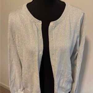 Lands’ End Silver Button-Up Cardigan